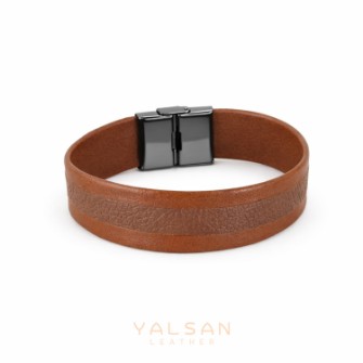 دستبند تمام چرم طبیعی مردانه یلسان مدل جاسمین کد 150-ام سی