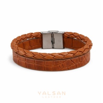 دستبند تمام چرم طبیعی یلسان مدل نات لوم کد 220-پی ار ام